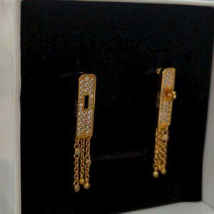 Hermès Gold Diamond Tassel Earrings